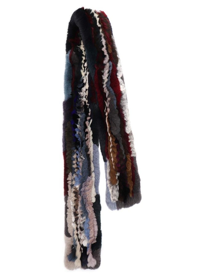 surell 50" Long Rex Rabbit Pull-Through Scarf - Womens Neck Trim Scarf - Winter Collar Wrap (Multi) - Image 2